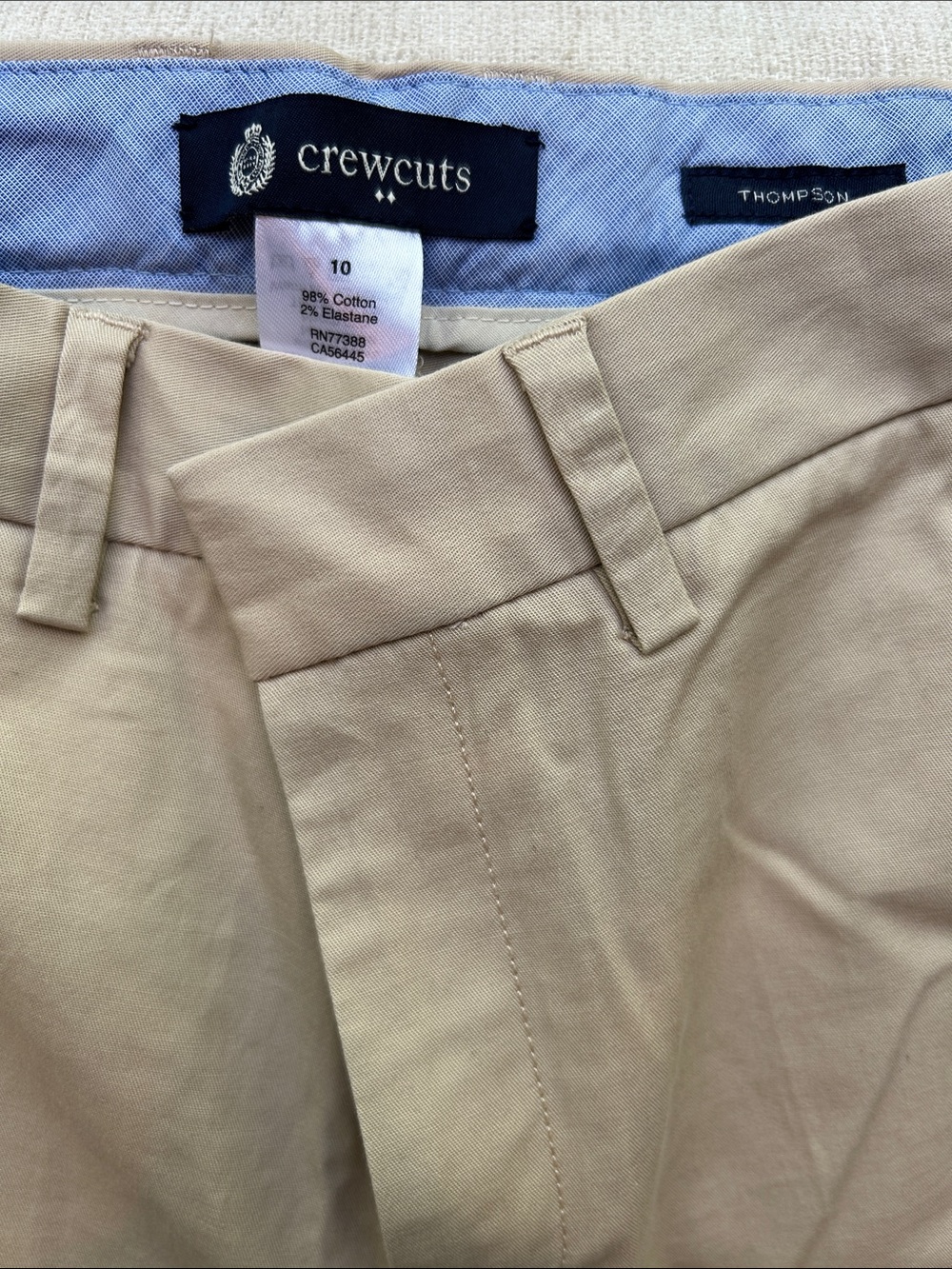 crewcuts Thompson Khaki Pants in Beige Size 10 Adjustable waist, lightweight!